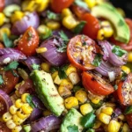 Charred Corn Avocado Salad with Roasted Red Onions