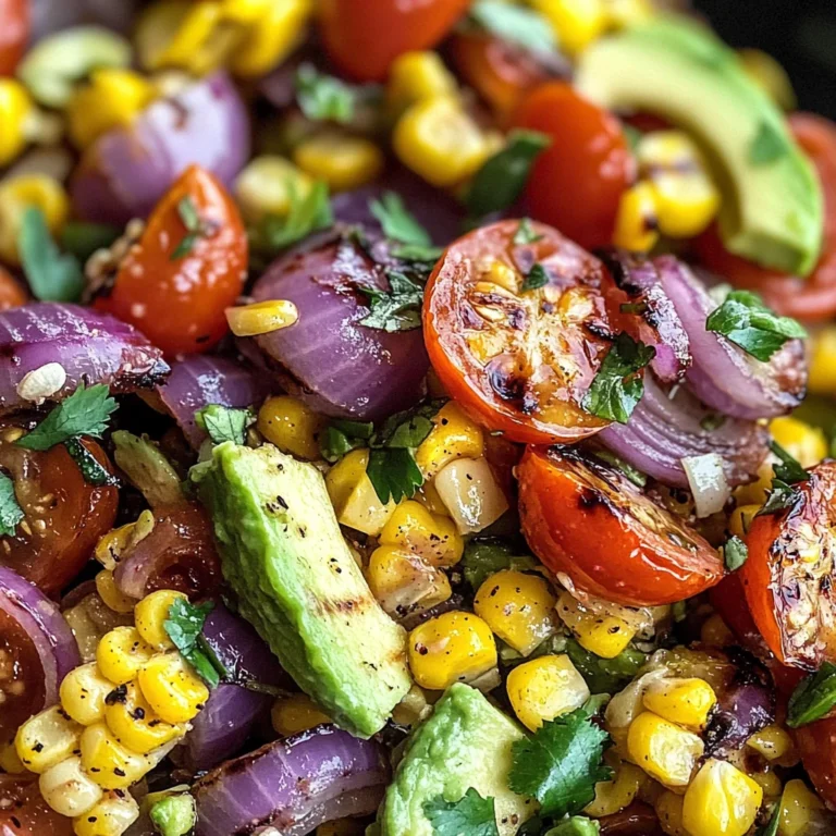 Charred Corn Avocado Salad with Roasted Red Onions