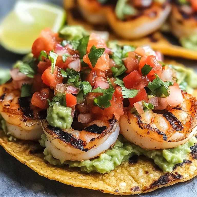 Grilled Shrimp Tostadas with Guacamole & Pico de Gallo