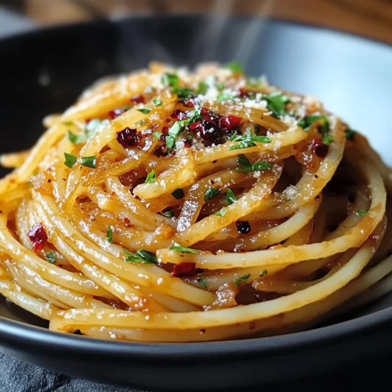 Caramelized Onion Pasta with Chilli Oil