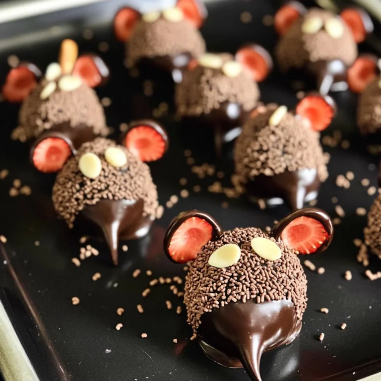 Halloween Dessert - Strawberry and Chocolate fudge mice
